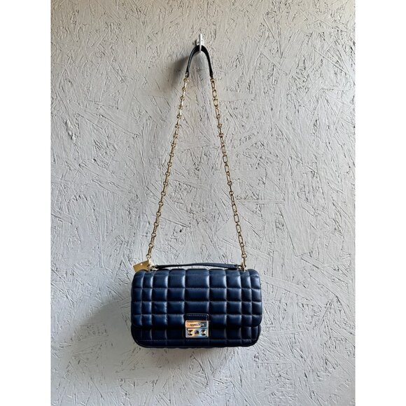 MICHAEL KORS Tribeca quilted leather convertible shoulder crossbody bag -NAVY - Picture 3 of 15